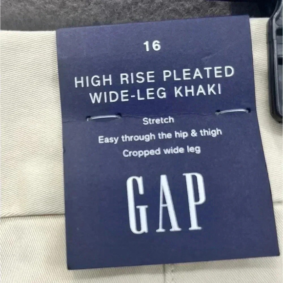 Gap high rise pleated wide leg khaki pants trouser pockets front and back 🩷 - Picture 2 of 12